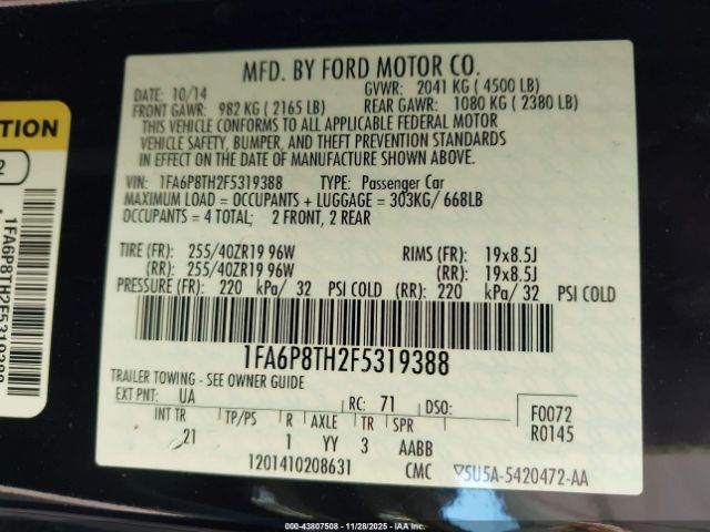 2015 FORD MUSTANG 1FA6P8TH2F5319388 Photo 8