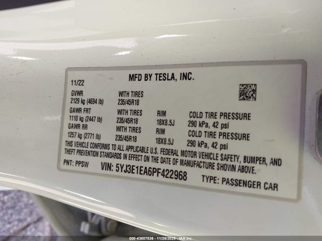 2023 TESLA MODEL 3 5YJ3E1EA6PF422968 Photo 8