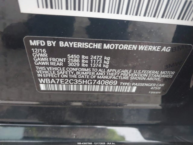 2017 BMW 740I WBA7E2C35HG740869 Photo 8