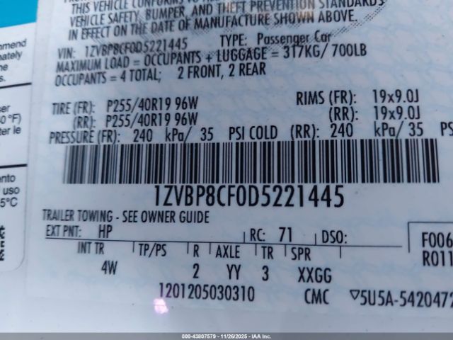 2013 FORD MUSTANG 1ZVBP8CF0D5221445 Photo 8