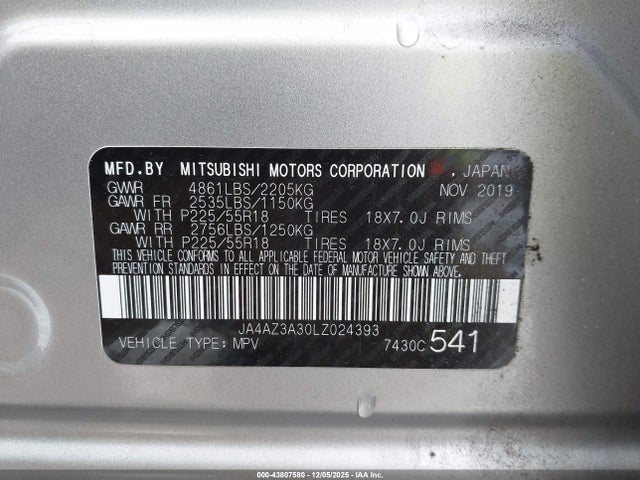 2020 MITSUBISHI OUTLANDER JA4AZ3A30LZ024393 Photo 8