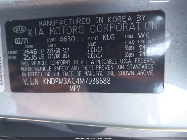 2021 KIA SPORTAGE KNDPM3AC4M7938688 Photo 8
