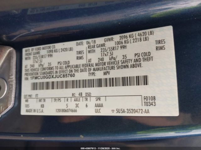 2018 FORD ESCAPE 1FMCU0GDXJUC85760 Photo 8