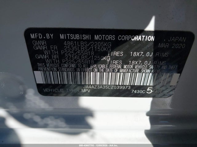 2020 MITSUBISHI OUTLANDER JA4AZ3A35LZ039973 Photo 8