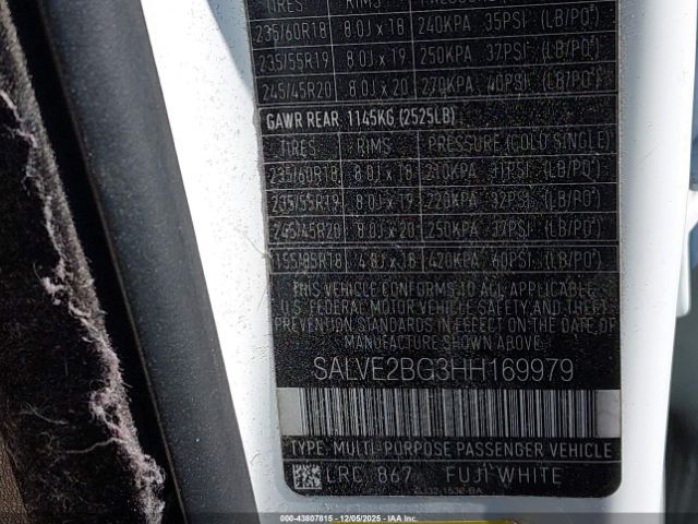 2017 LAND ROVER RANGE ROVER EVOQUE SALVE2BG3HH169979 Photo 8