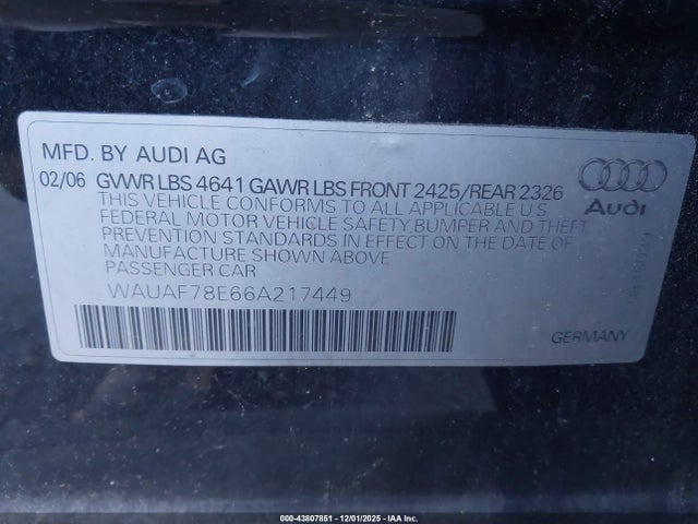 2006 AUDI A4 WAUAF78E66A217449 Photo 8