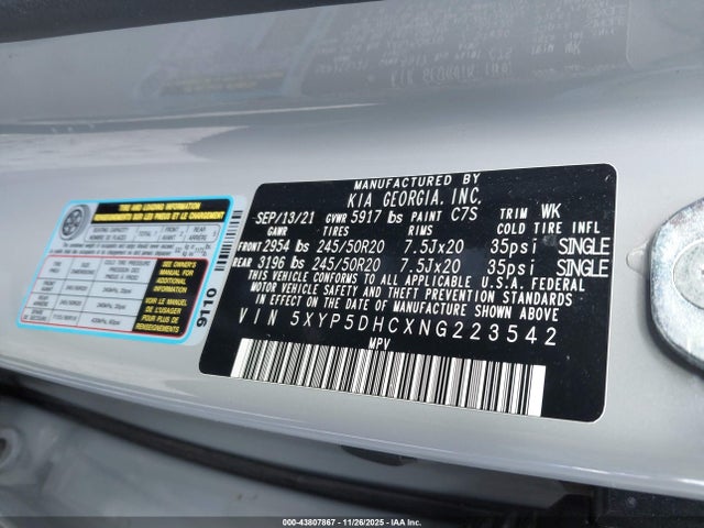 5XYP5DHCXNG223542 KIA Telluride Sx