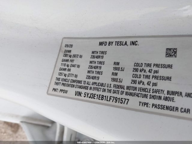 2020 TESLA MODEL 3 5YJ3E1EB1LF791577 Photo 8