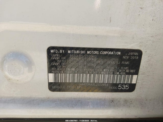 2020 MITSUBISHI ECLIPSE CROSS JA4AT3AA3LZ022444 Photo 8