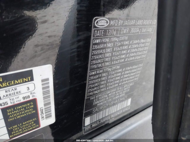 SALWG2FV8HA134421 Land Rover Range Rover Sport 3.0l V6 Supercharged Se