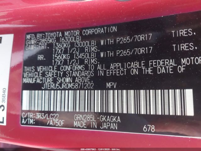 2021 TOYOTA 4RUNNER JTERU5JR0M5871202 Photo 8