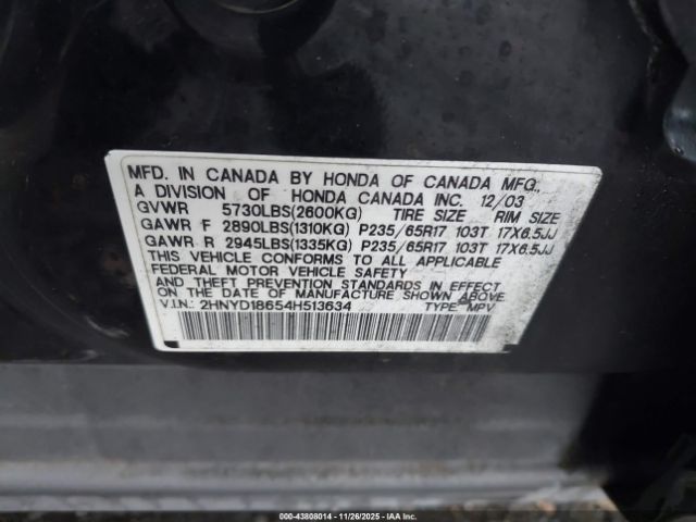 2004 ACURA MDX 2HNYD18654H513634 Photo 8