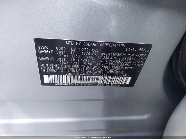 4S4WMARD1N3440966 Subaru Ascent Touring