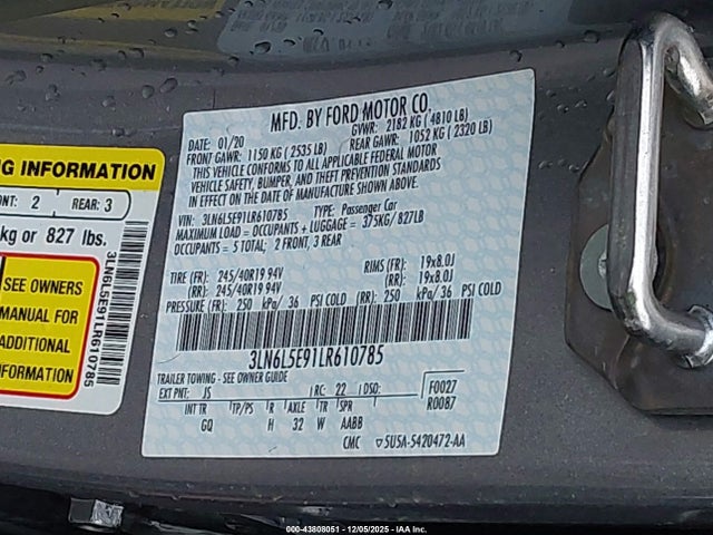 2020 LINCOLN MKZ 3LN6L5E91LR610785 Photo 8