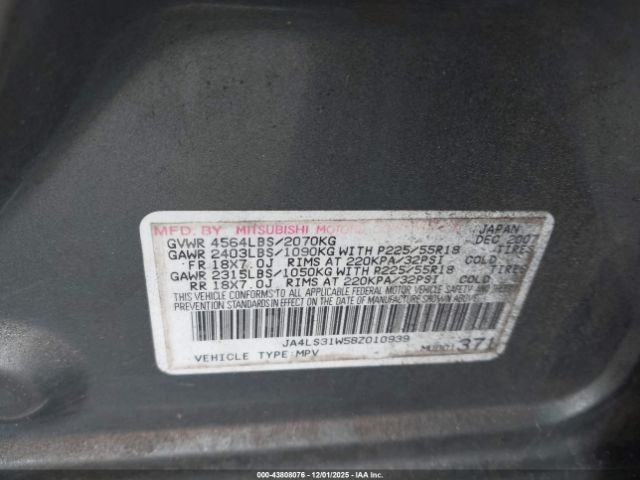 2008 MITSUBISHI OUTLANDER JA4LS31W58Z010939 Photo 8