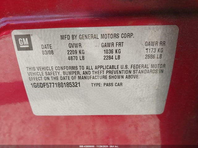 2008 CADILLAC CTS 1G6DF577180185321 Photo 8