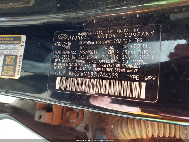 KM8J3CAL8JU744523 Hyundai Tucson Sport