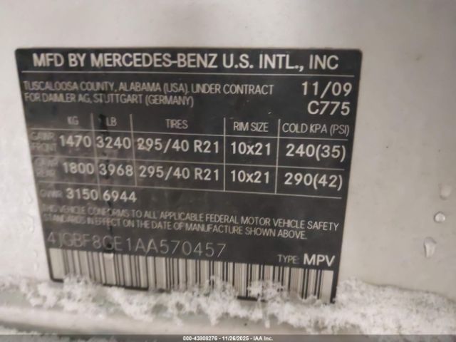2010 MERCEDES-BENZ GL 550 4JGBF8GE1AA570457 Photo 8