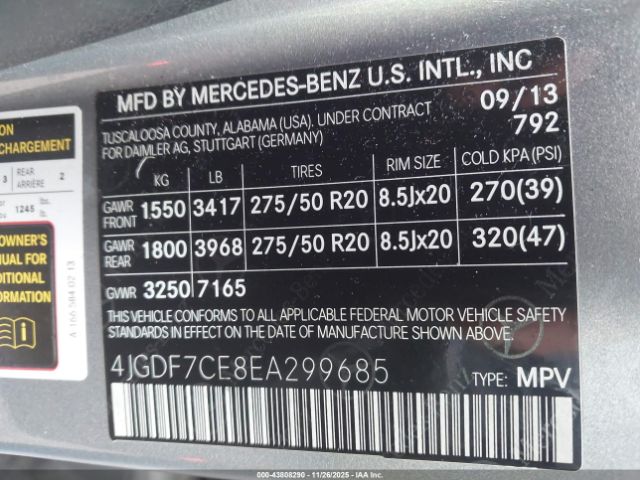 2014 MERCEDES-BENZ GL 450 4JGDF7CE8EA299685 Photo 8