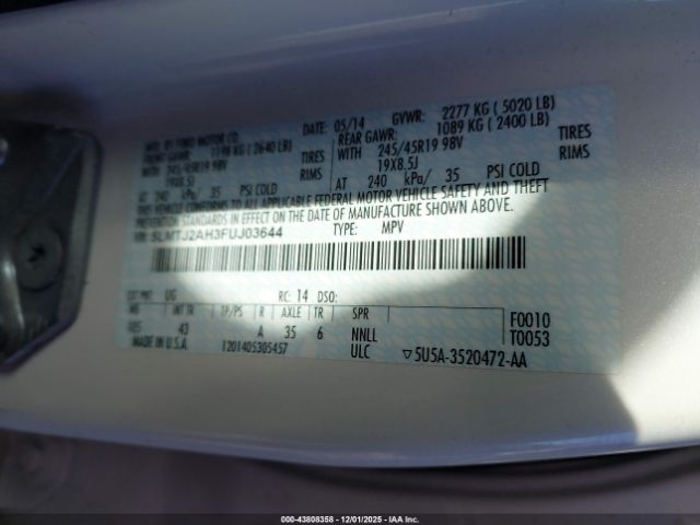 2015 LINCOLN MKC 5LMTJ2AH3FUJ03644 Photo 8