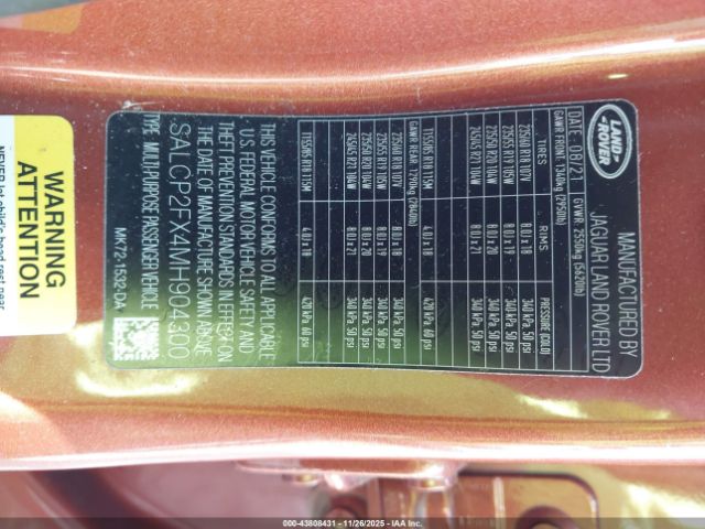 2021 LAND ROVER DISCOVERY SPORT SALCP2FX4MH904300 Photo 8