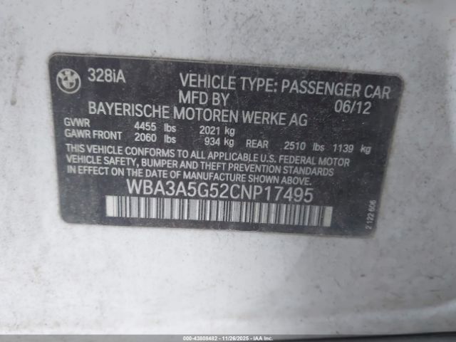 2012 BMW 328I WBA3A5G52CNP17495 Photo 8