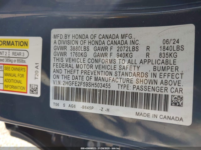 Honda Civic Sport 2025 2HGFE2F59SH503455 Image 9