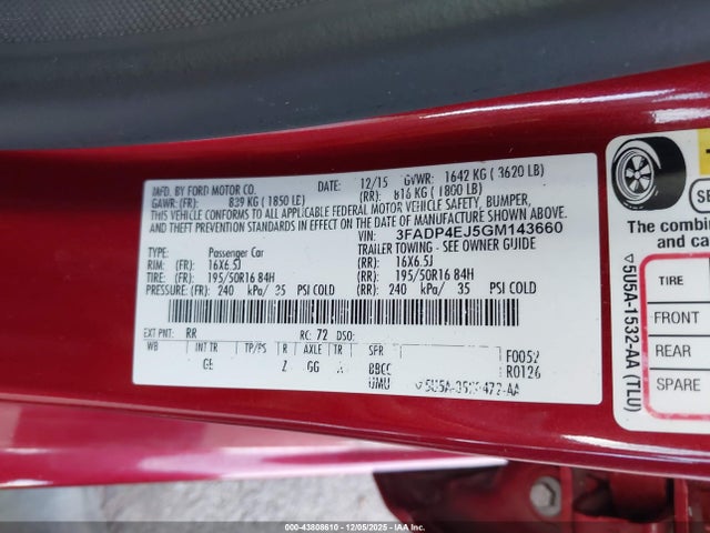 Ford FIESTA SE 2016 3FADP4EJ5GM143660 Image 9