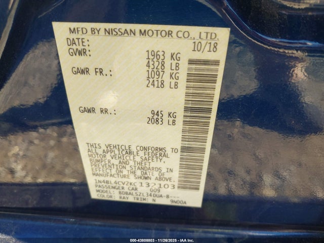 2019 NISSAN ALTIMA 1N4BL4CV2KC132103 Photo 8