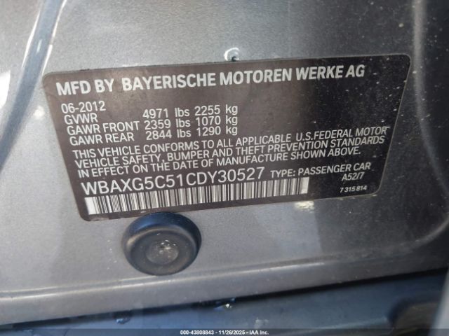 2012 BMW 528I WBAXG5C51CDY30527 Photo 8