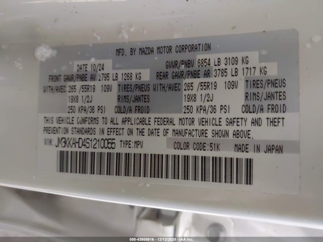 JM3KKAHD4S1210055 Mazda Cx-90 3.3 Turbo Select Package