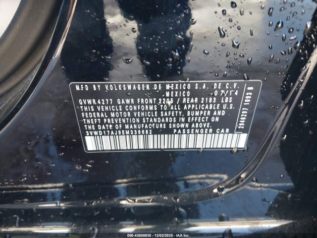 Aukcja sprzedaży 2014 Volkswagen Jetta 1.8t Se, vin: 3VWD17AJ9EM336682, numer aukcji: 43808930