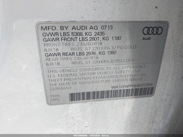 2014 AUDI Q5 WA1CFAFP5EA027258 Photo 8