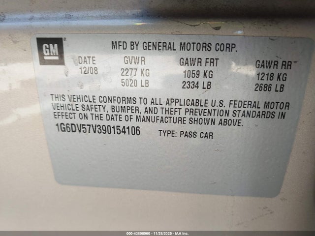 2009 CADILLAC CTS 1G6DV57V390154106 Photo 8