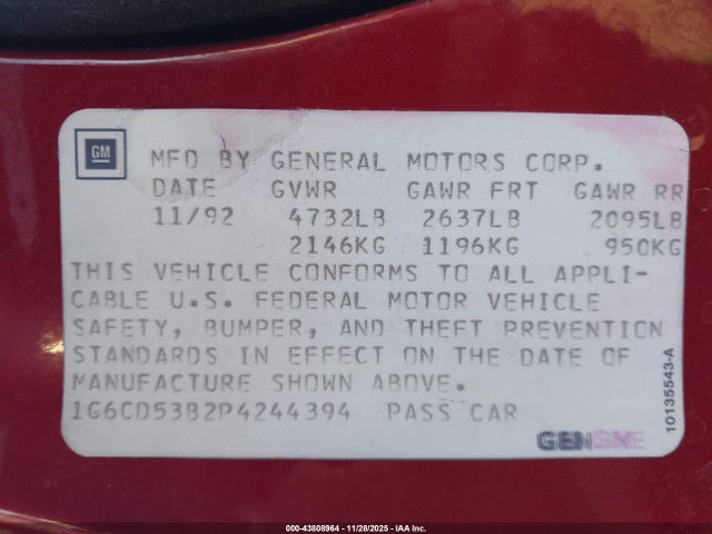 1993 CADILLAC DEVILLE 1G6CD53B2P4244394 Photo 8