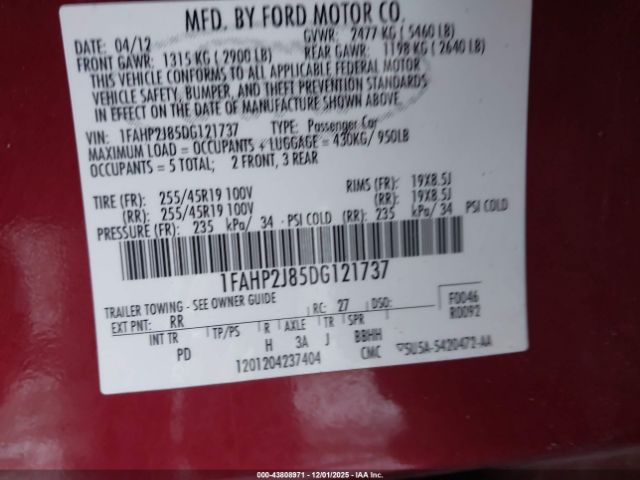 2013 FORD TAURUS 1FAHP2J85DG121737 Photo 8