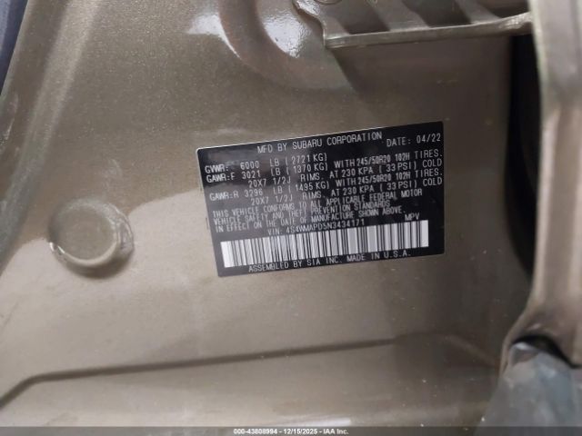 2022 SUBARU ASCENT 4S4WMAPD5N3434171 Photo 8