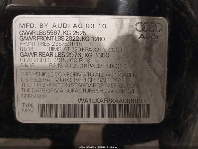 2010 AUDI Q5 WA1LKAFPXAA086893 Photo 8