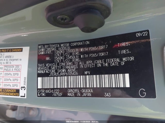 JTERU5JR8P6105426 Toyota 4runner Trd Off Road Premium