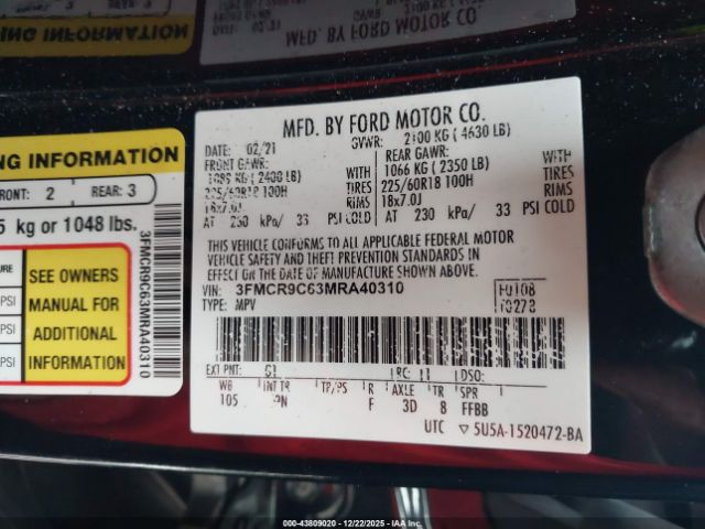 2021 FORD BRONCO SPORT 3FMCR9C63MRA40310 Photo 8