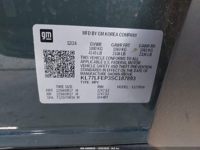Chevrolet Trax Fwd Ls 2025 KL77LFEP3SC187893 Image 9