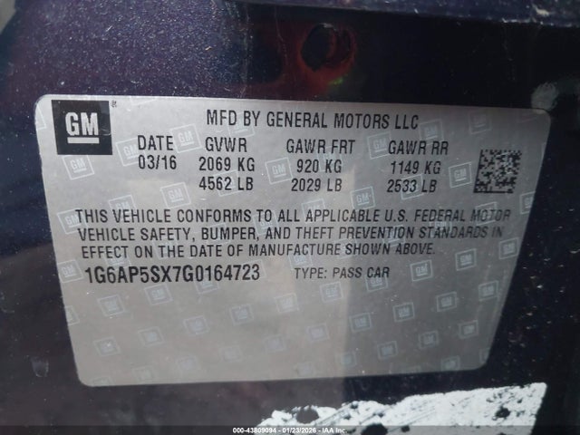 2016 CADILLAC CTS 1G6AP5SX7G0164723 Photo 8