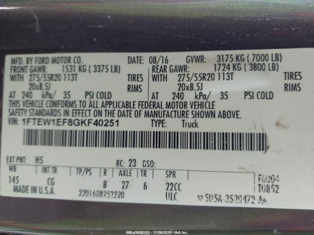 2016 FORD F-150 1FTEW1EF8GKF40251 Photo 8