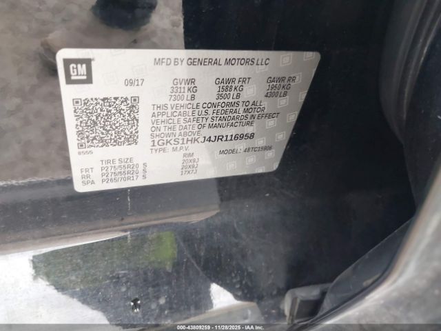 2018 GMC YUKON XL 1GKS1HKJ4JR116958 Photo 8