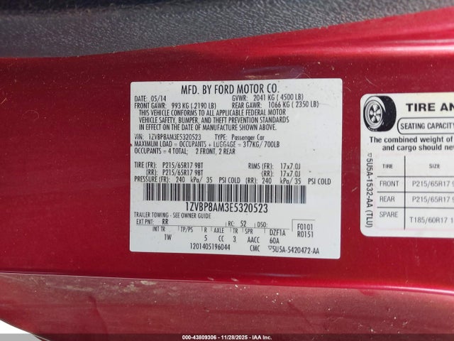 1ZVBP8AM3E5320523 Ford Mustang V6