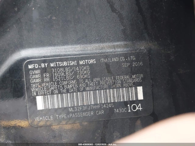 2017 MITSUBISHI MIRAGE G4 ML32F3FJ7HHF14245 Photo 8