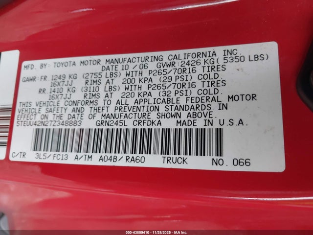 2007 TOYOTA TACOMA 5TEUU42N27Z348883 Photo 8