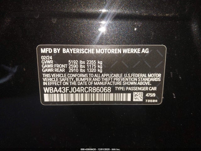 WBA43FJ04RCR86068 BMW 530I