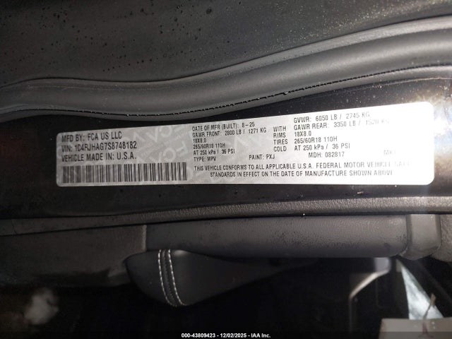 1C4RJHAG7S8748182 Jeep Grand Cherokee Altitude X 4x4