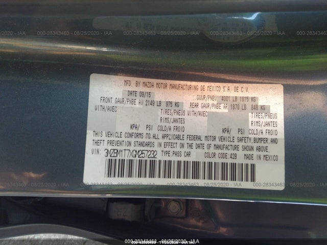 Aukcja sprzedaży 2016 Mazda Mazda3 I Sport, vin: 3MZBM1T7XGM257232, numer aukcji: 43809489